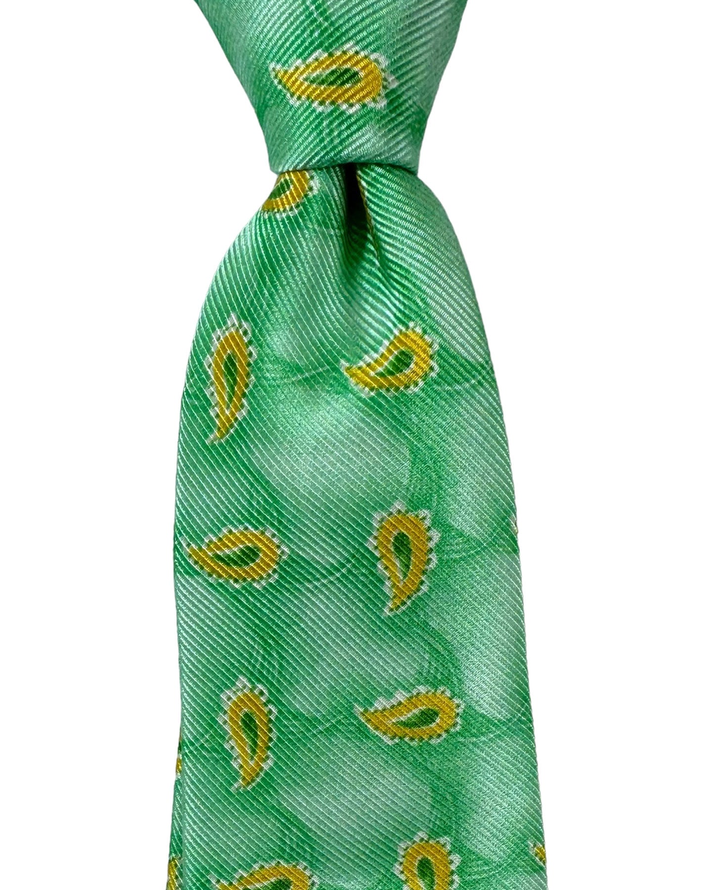 Kiton Silk Tie Green Paisley Design - Sevenfold Necktie