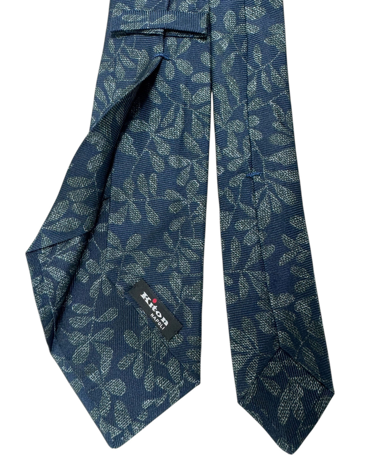 Kiton Sevenfold Tie Green Floral Design