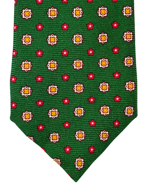 Kiton Tie Dark Green Mini Flowers - Sevenfold Necktie