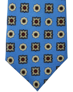 Kiton Tie Sky Blue Flowers - Sevenfold Necktie