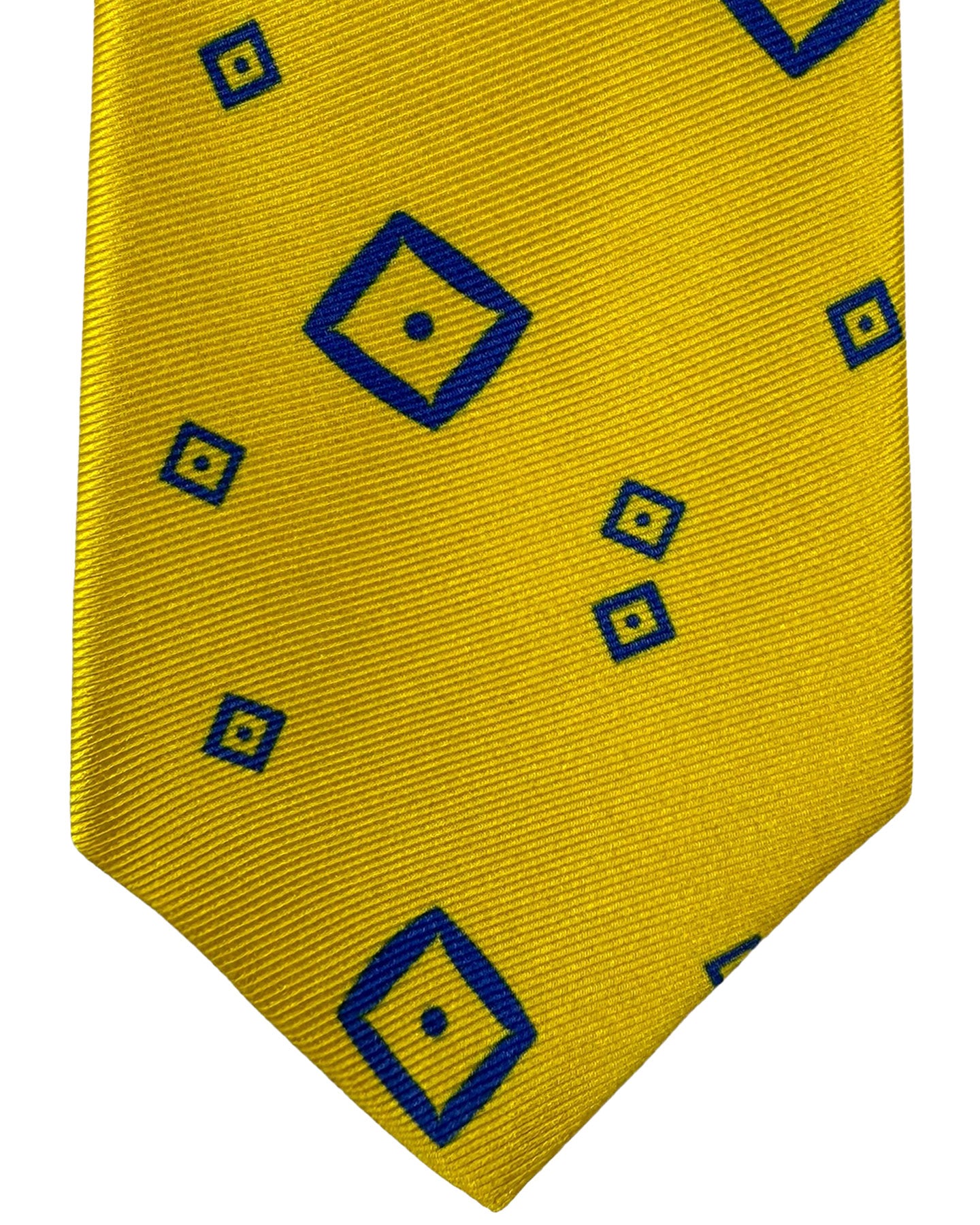 Kiton Tie Yellow Royal Blue Geometric - Sevenfold Necktie