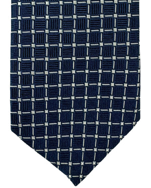 Kiton Tie Dark Blue Silver Check - Sevenfold Necktie