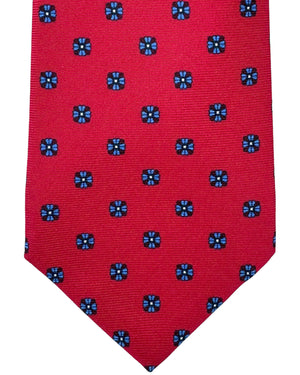 Kiton Tie Red Royal Blue Mini Floral - Sevenfold Necktie