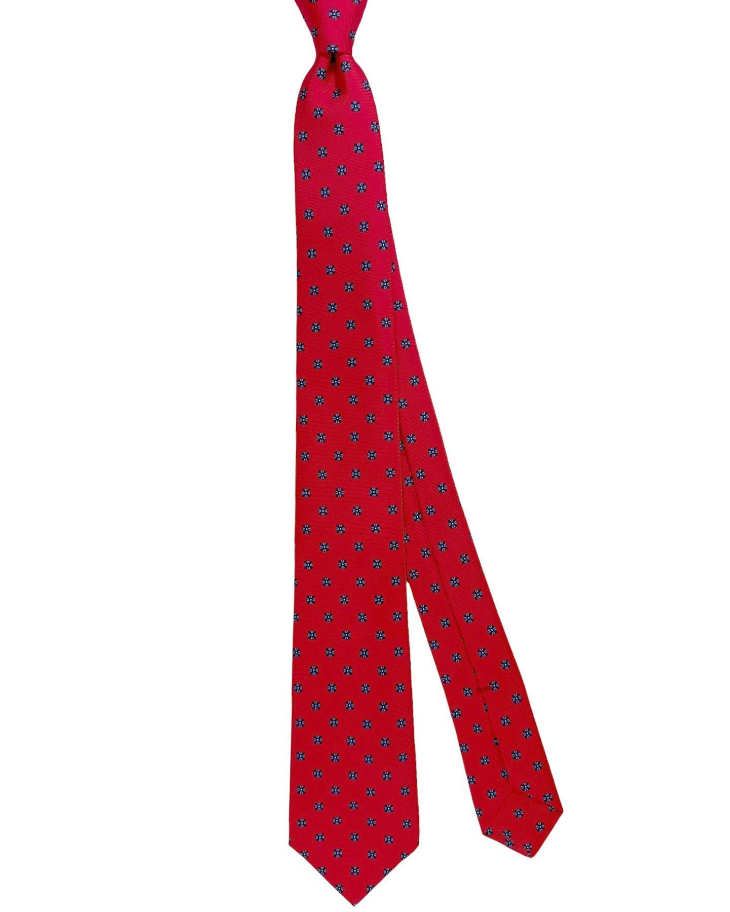 Kiton Tie Red Royal Blue Mini Floral - Sevenfold Necktie