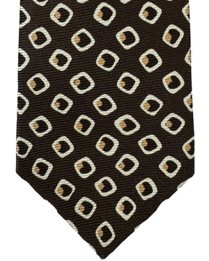 Kiton Tie Dark Brown Geometric - Sevenfold Necktie