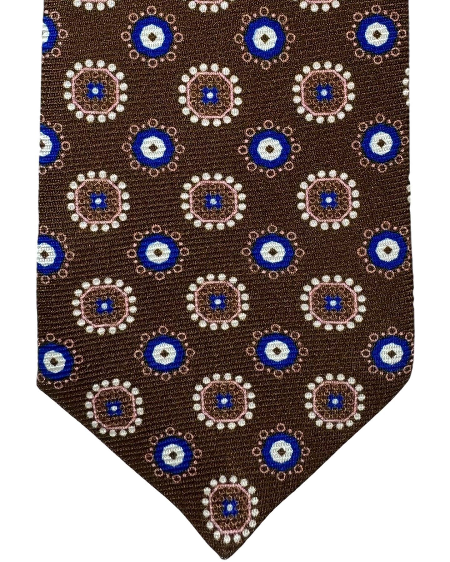 Kiton Tie Brown Geometric Floral - Sevenfold Necktie