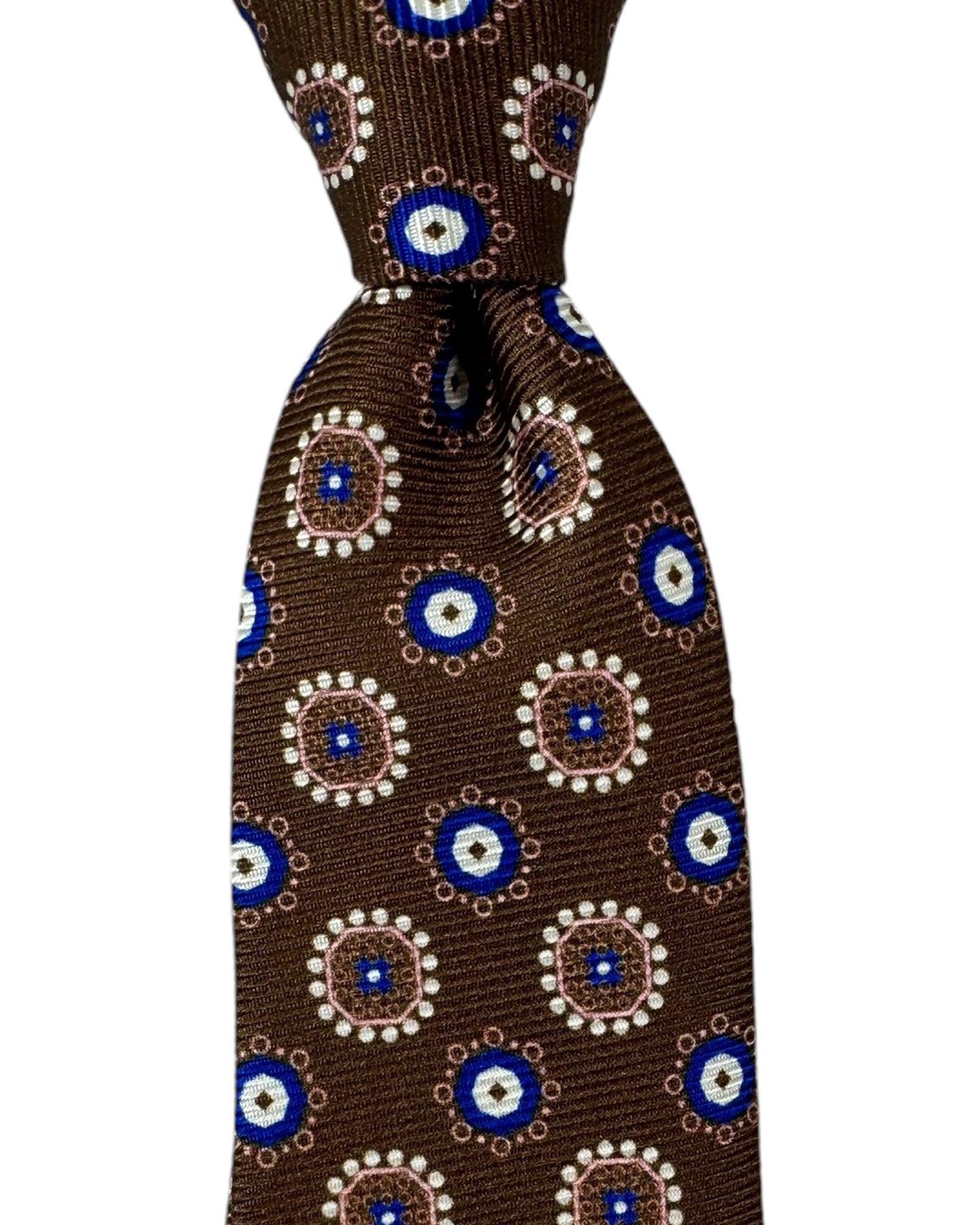 Kiton Tie Brown Geometric Floral - Sevenfold Necktie