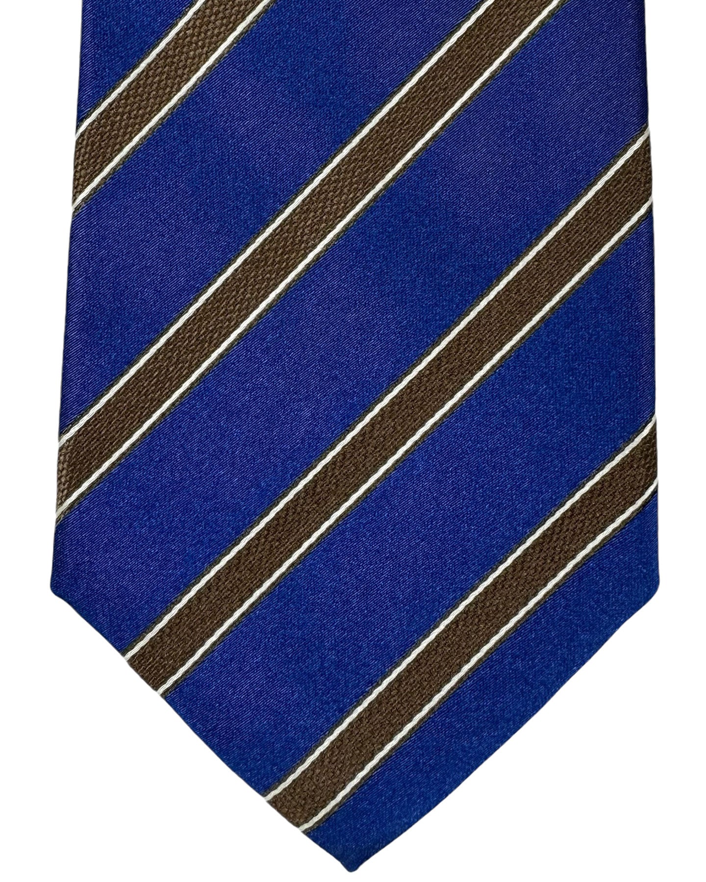 Kiton Tie Navy Brown Stripe - Sevenfold Necktie