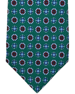 Kiton Tie Green Blue Oarange Mini Floral - Sevenfold Necktie