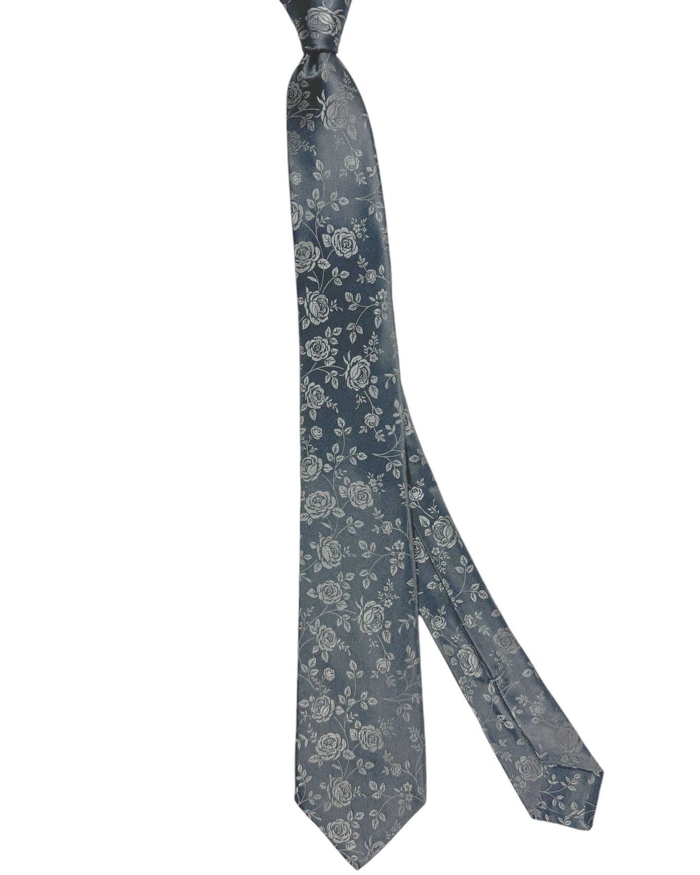 Kiton Tie Gray Silver Floral - Sevenfold Necktie