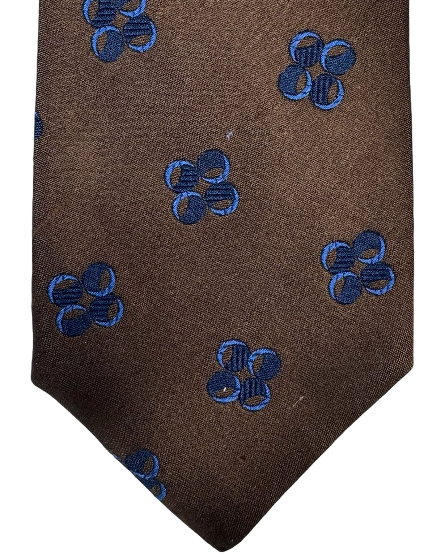 Kiton Tie Brown Navy Geometric - Sevenfold Necktie