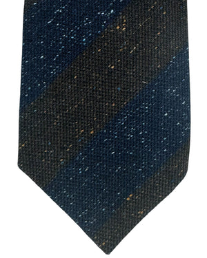 Kiton Tie Dark Blue Brown Speckles & Stripes - Sevenfold Necktie