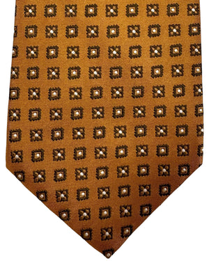 Kiton Silk Tie Brown Geometric Design - Sevenfold Necktie