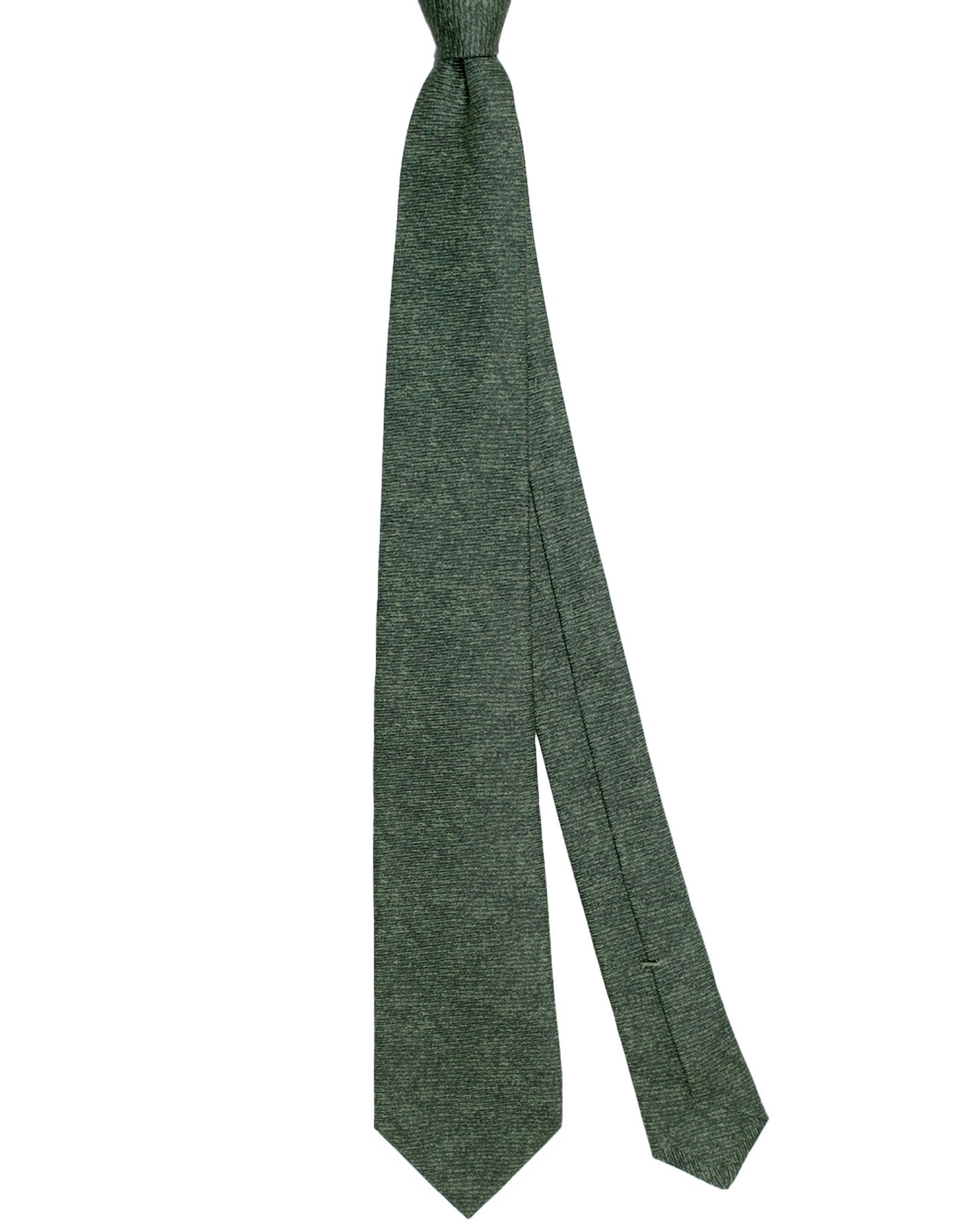 Kiton Silk Tie Forest Green Grosgrain Design - Sevenfold Necktie