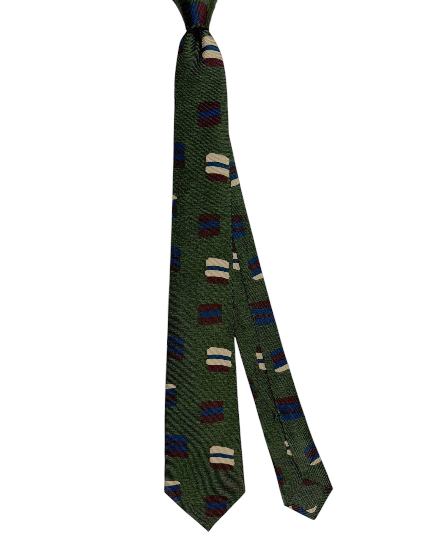 Kiton Silk Tie Dark Green Design - Sevenfold Necktie