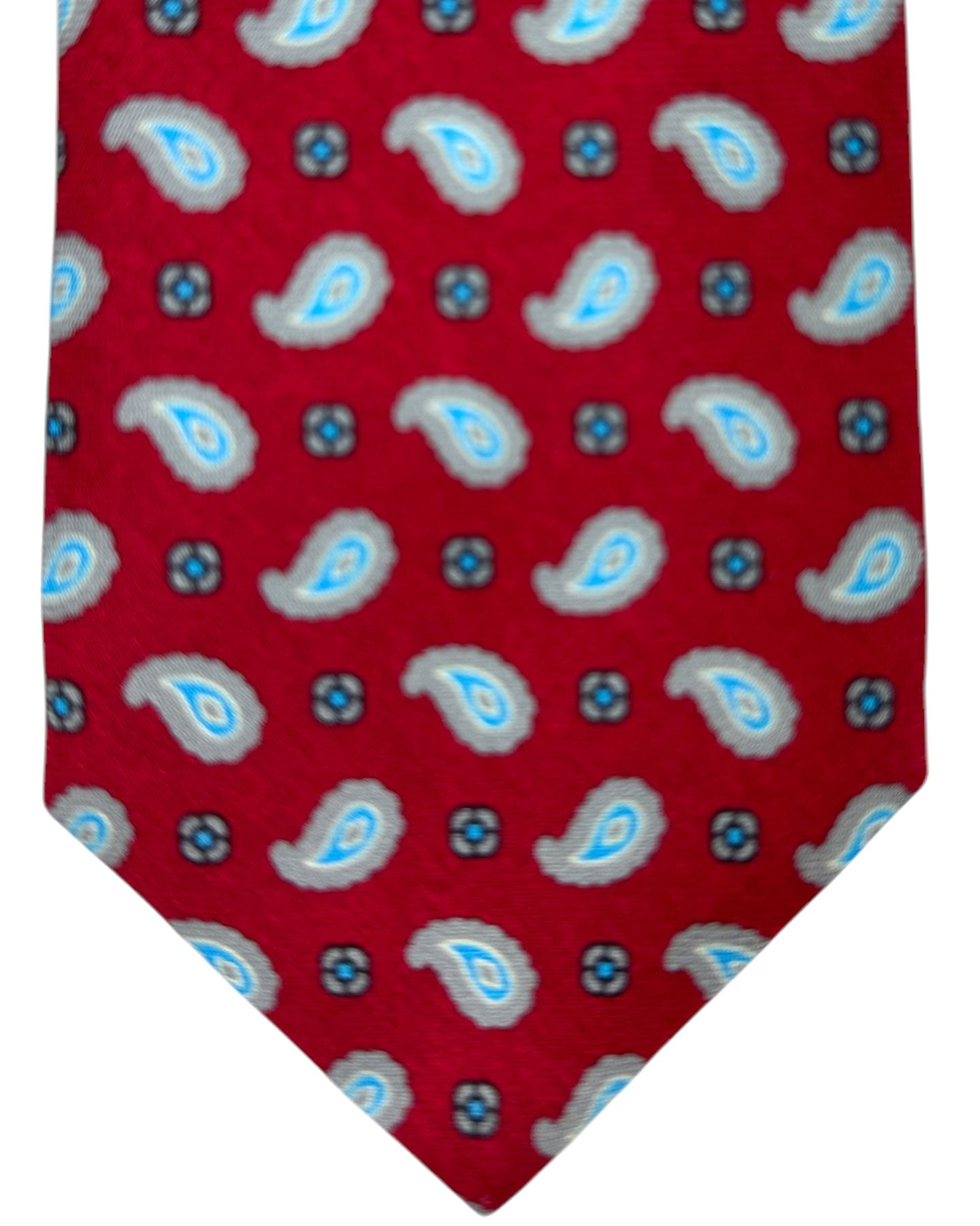 Kiton Sevenfold Tie Red Paisley