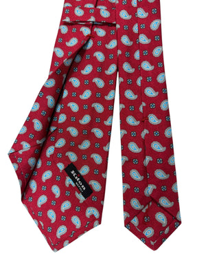 Kiton Sevenfold Tie Red Paisley