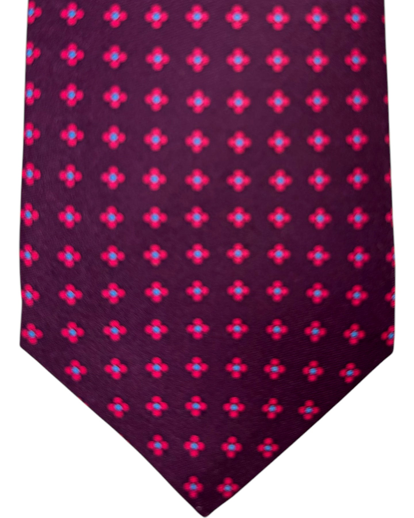 Kiton Sevenfold Tie Maroon Mini Flowers Design