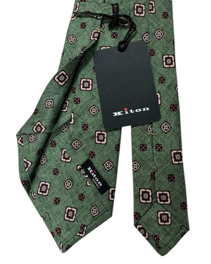 Kiton Sevenfold Tie Green Medallion