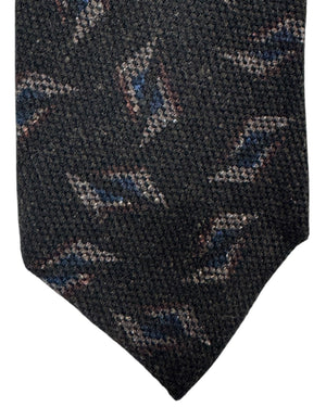 Kiton Sevenfold Tie Dark Brown Design - Wool Silk