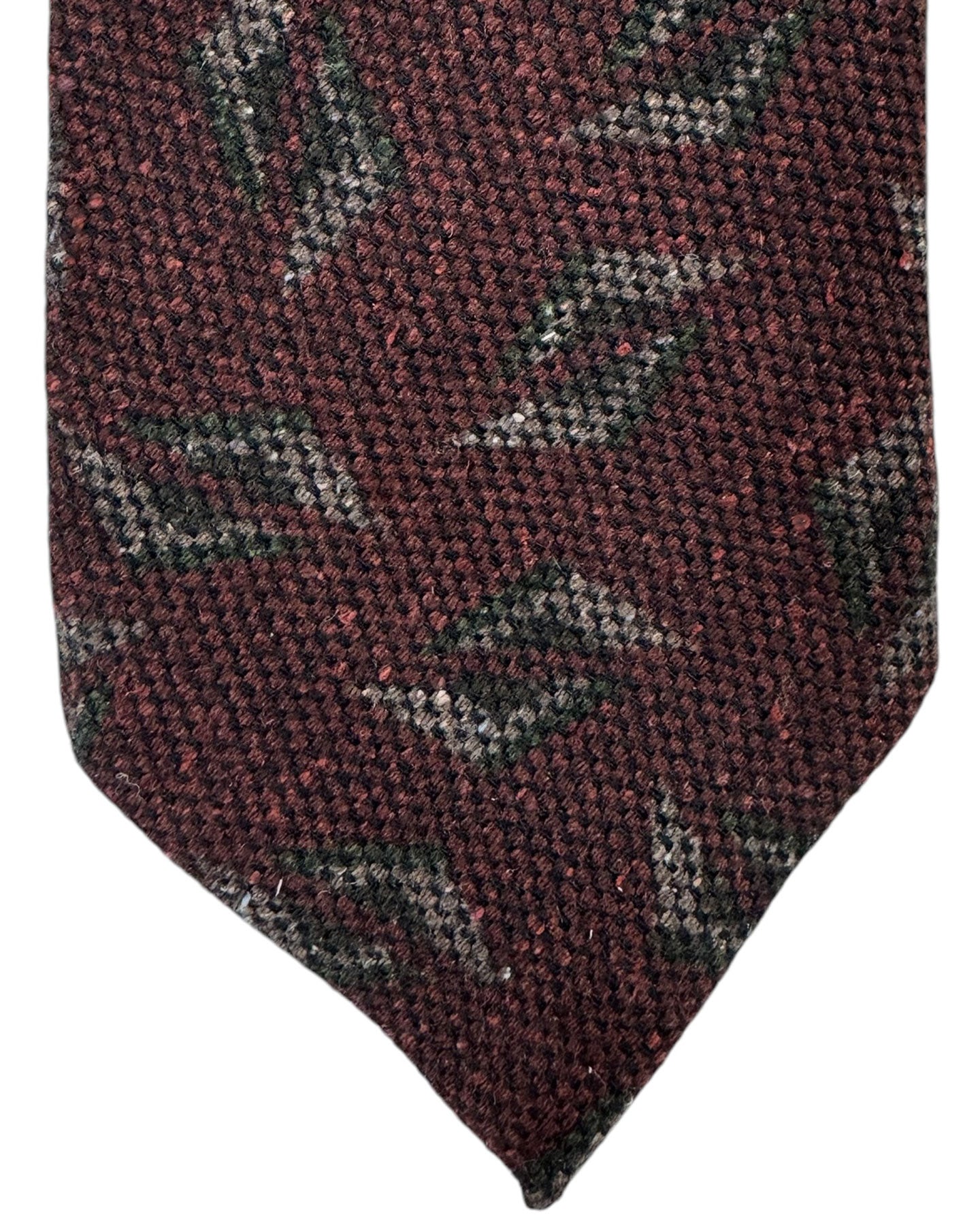 Kiton Sevenfold Tie Maroon Design - Wool Silk