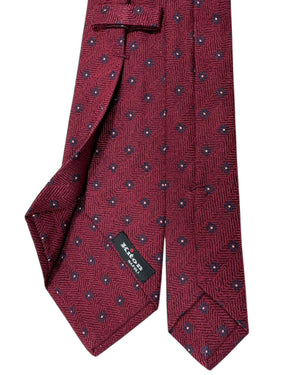 Kiton Sevenfold Tie Maroon-Bordeaux Design- Wool Silk