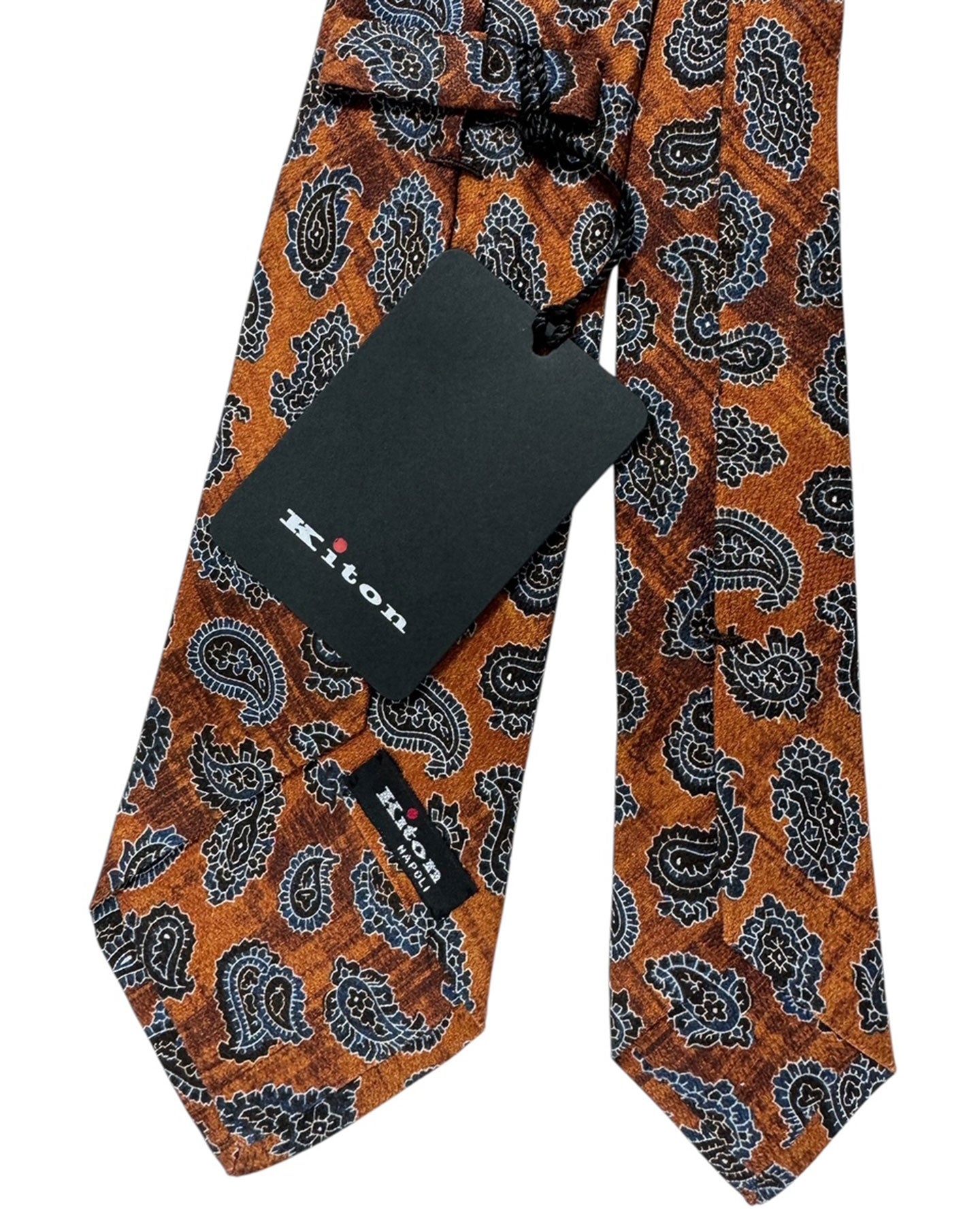 Kiton Sevenfold Tie Brown Paisley