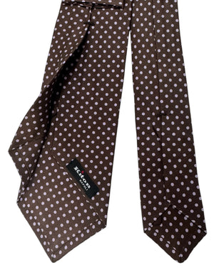 Kiton Sevenfold Tie Brown Pink Dots Design