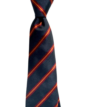 Kiton Sevenfold Tie Black Maroon Orange Stripes SALE