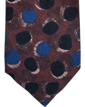 Kiton Sevenfold Tie Brown Large Polka Dots