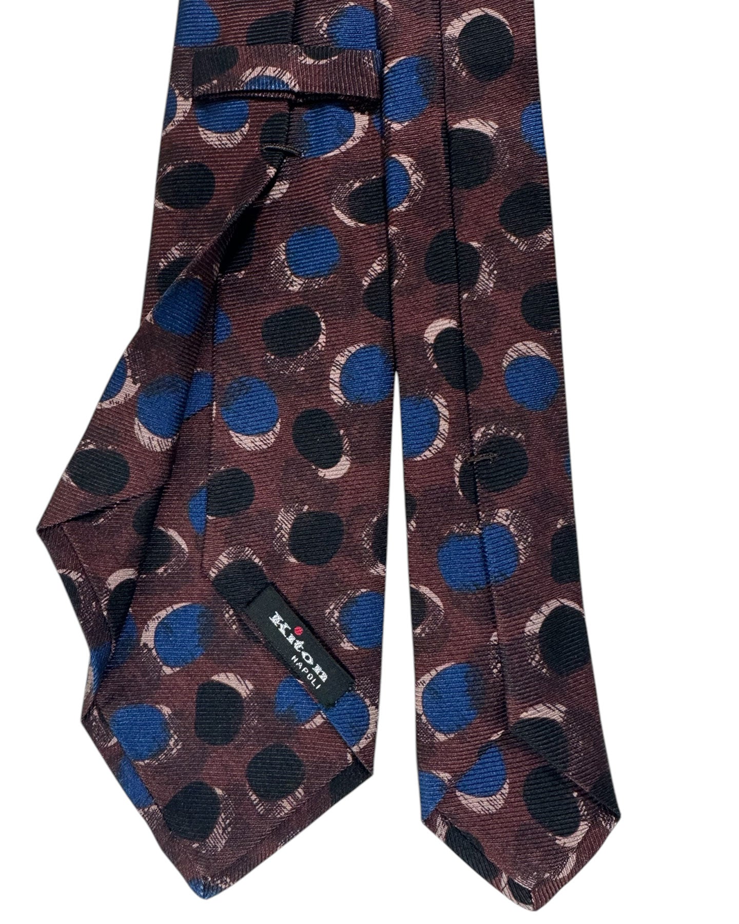 Kiton Sevenfold Tie Brown Large Polka Dots