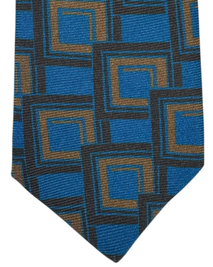 Kiton Sevenfold Tie Navy Olive Squares