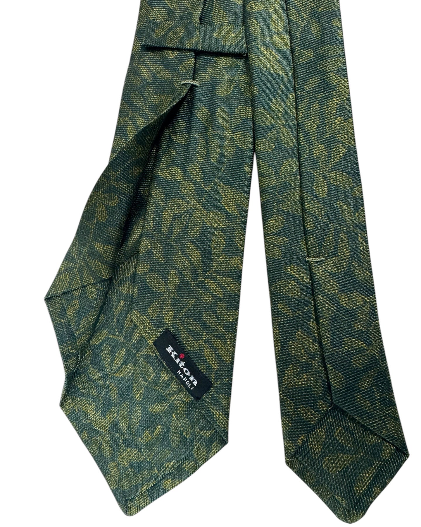 Kiton Sevenfold Tie Green Floral Print