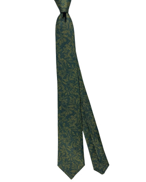 Kiton Sevenfold Tie Green Floral Print