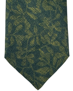 Kiton Sevenfold Tie Green Floral Print