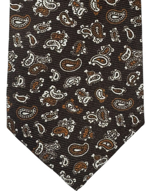 Kiton Sevenfold Tie Brown Paisley