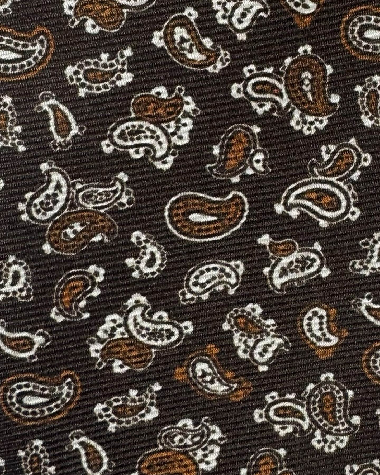 Kiton Sevenfold Tie Brown Paisley