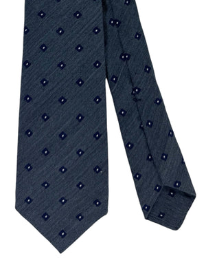 Kiton Sevenfold Tie Gray Navy Silver Design