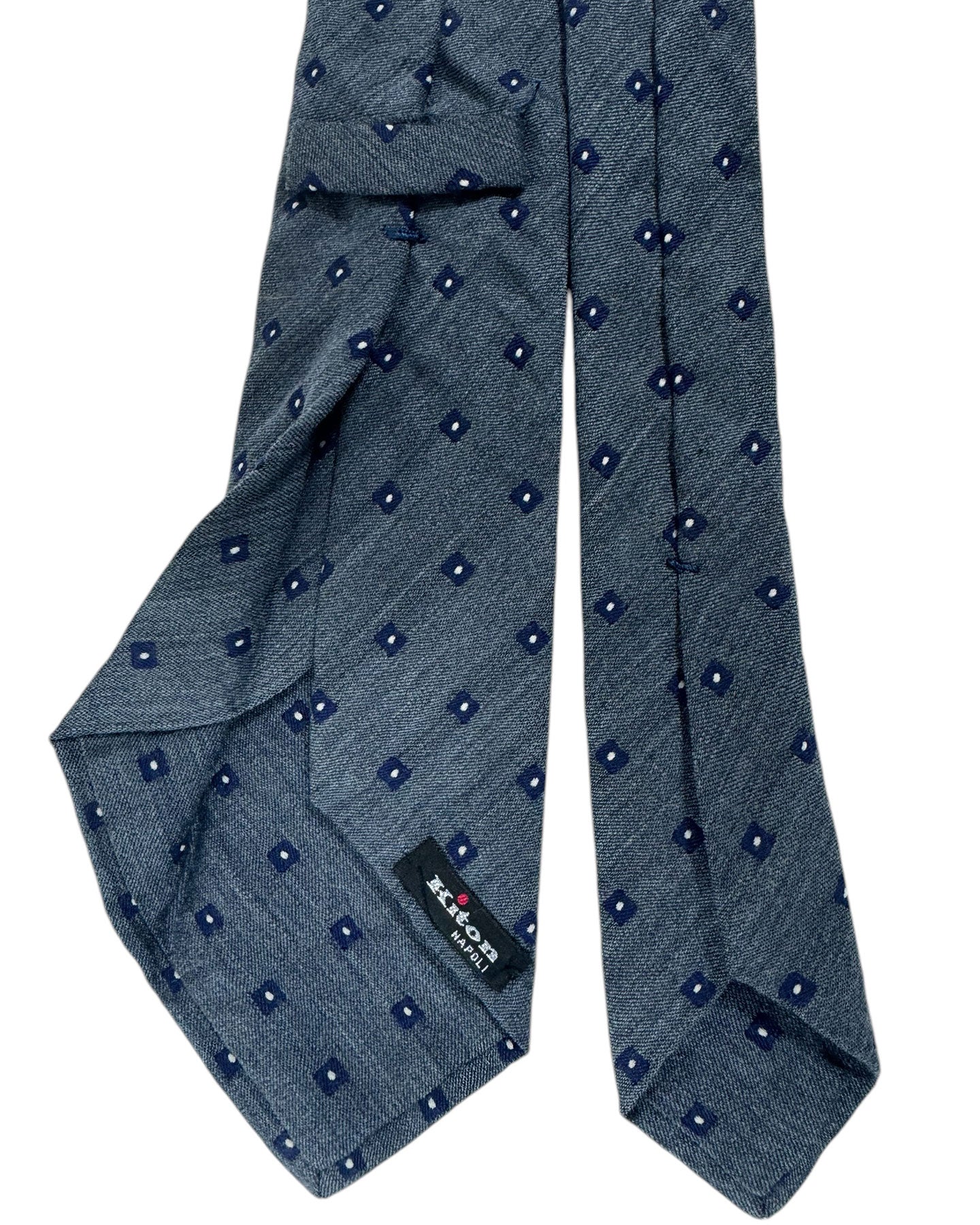 Kiton Sevenfold Tie Gray Navy Silver Design