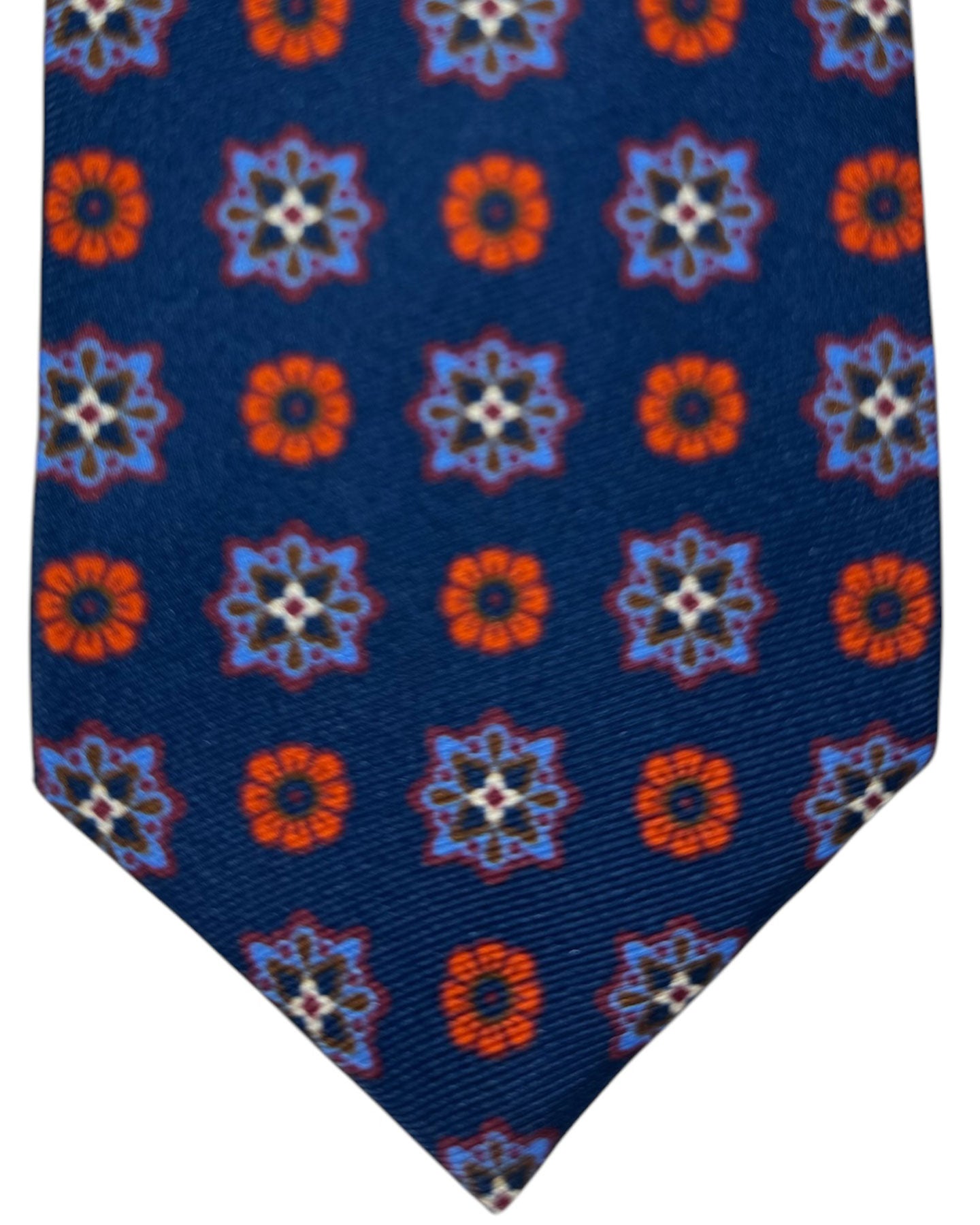 Kiton Tie Nay Orange Mini Medallion