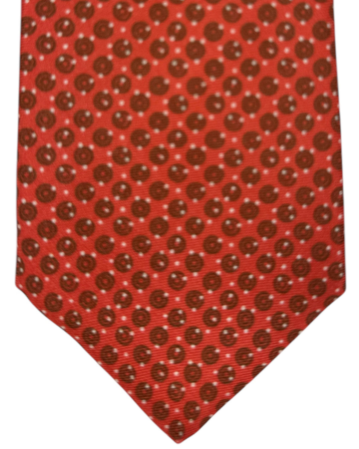 Kiton Tie Orange Olive Dots - Sevenfold Necktie