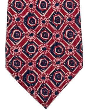 Kiton Tie Navy Red White Design