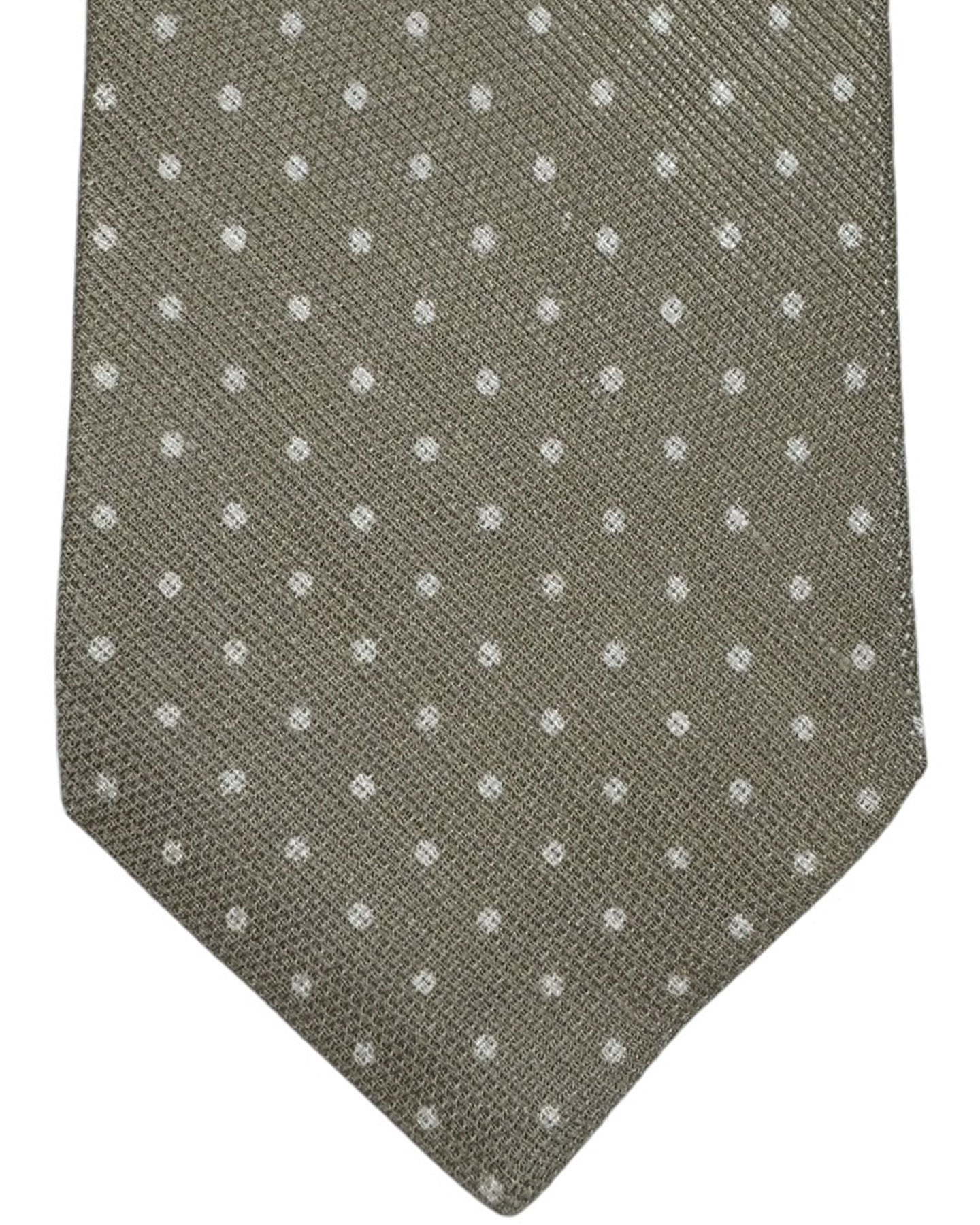 Kiton Tie Taupe - Linen Silk Sevenfold Necktie