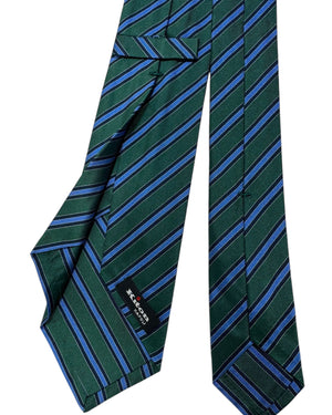 Kiton Sevenfold Tie Green Blue Stripes