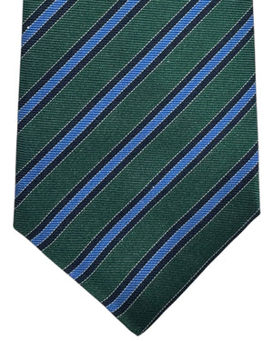 Kiton Sevenfold Tie Green Stripes