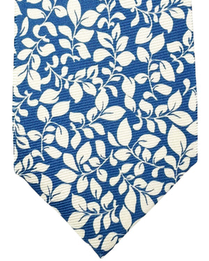 Kiton Tie White Blue Floral - Sevenfold Necktie