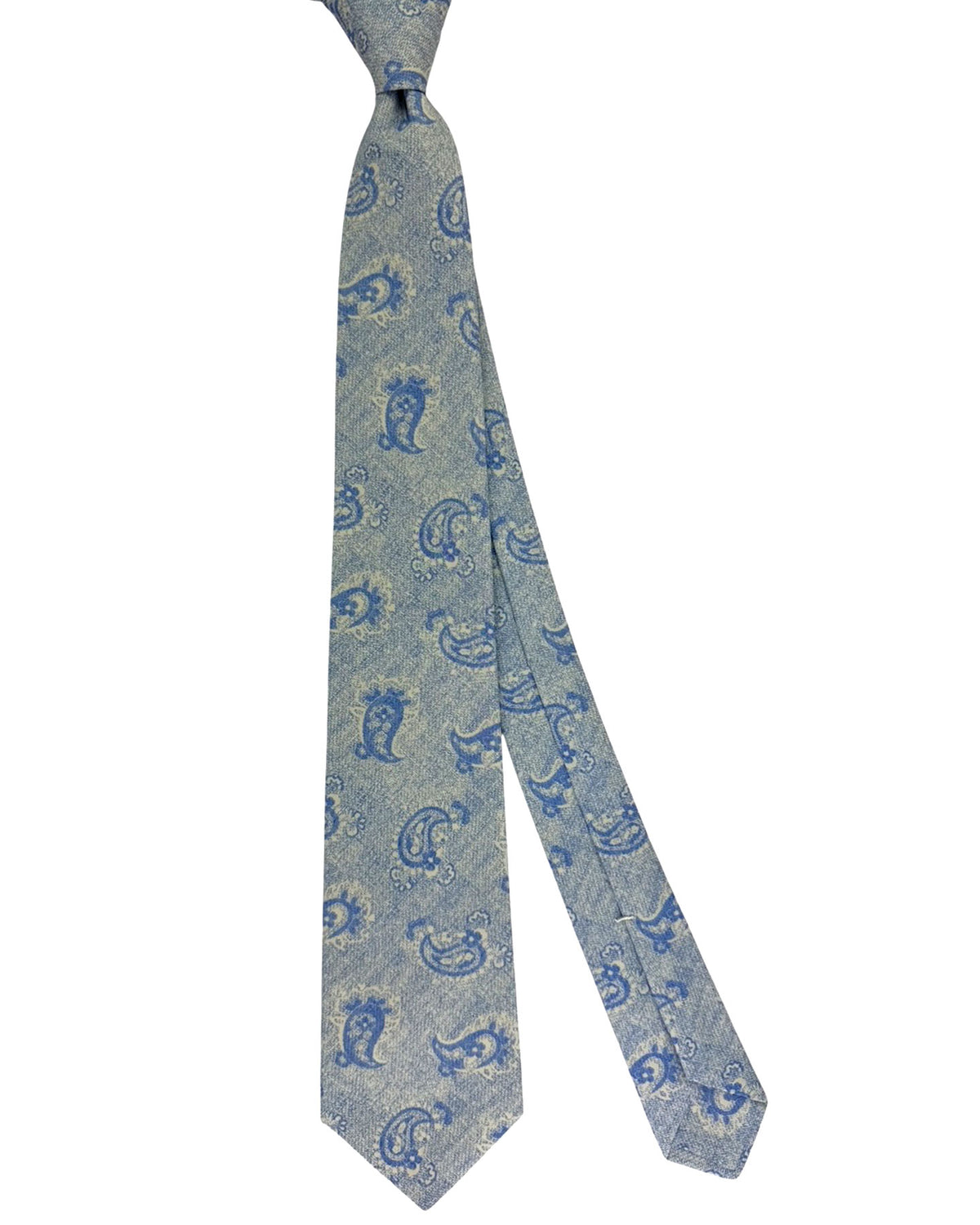 Kiton Tie Periwinkle Blue Paisley
