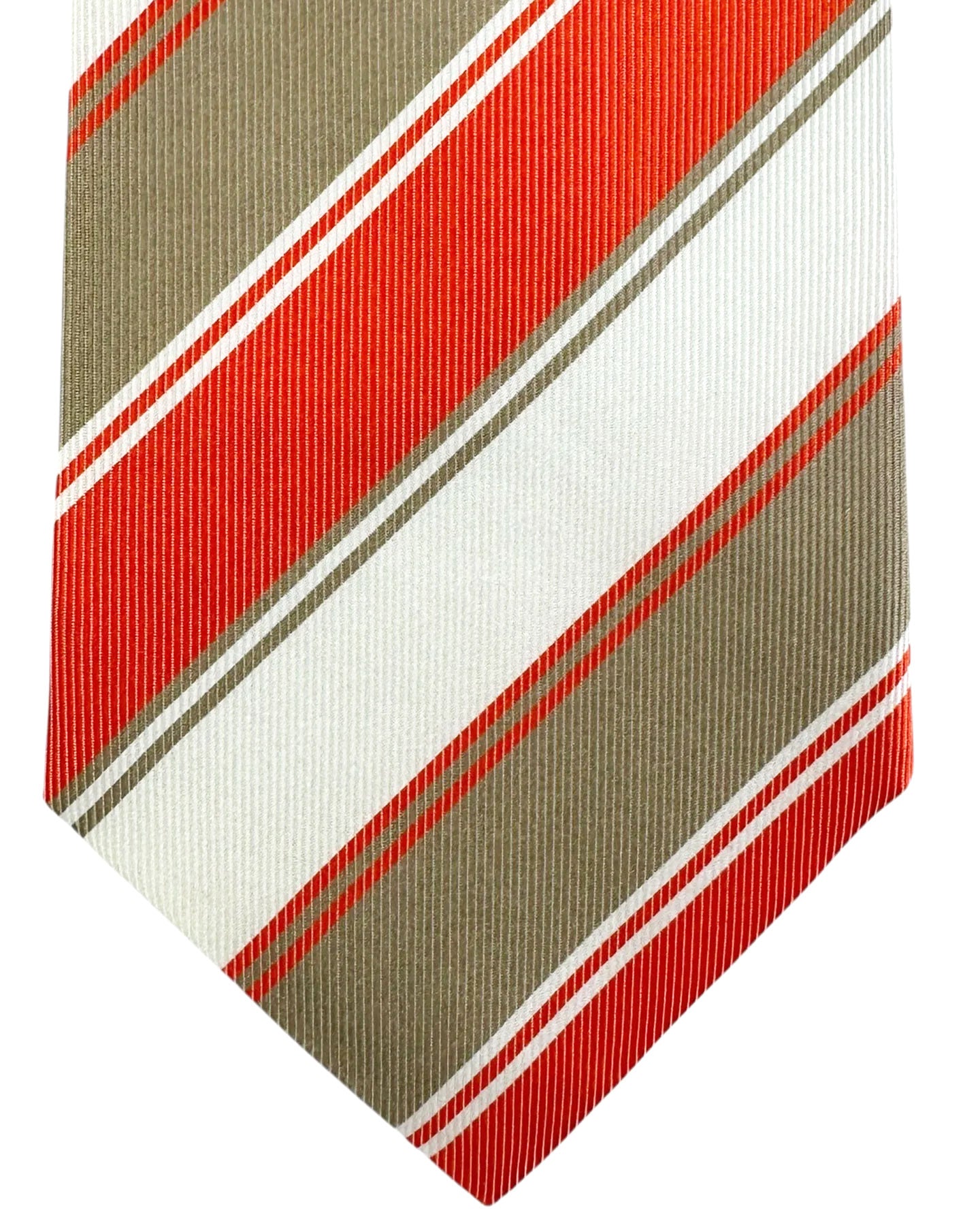 Orange Olive White Stripes Necktie