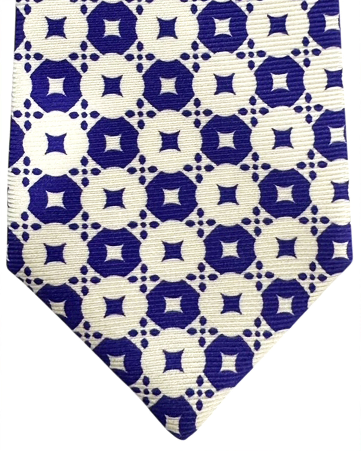 Kiton Sevenfold Tie Lapis Blue White Pattern