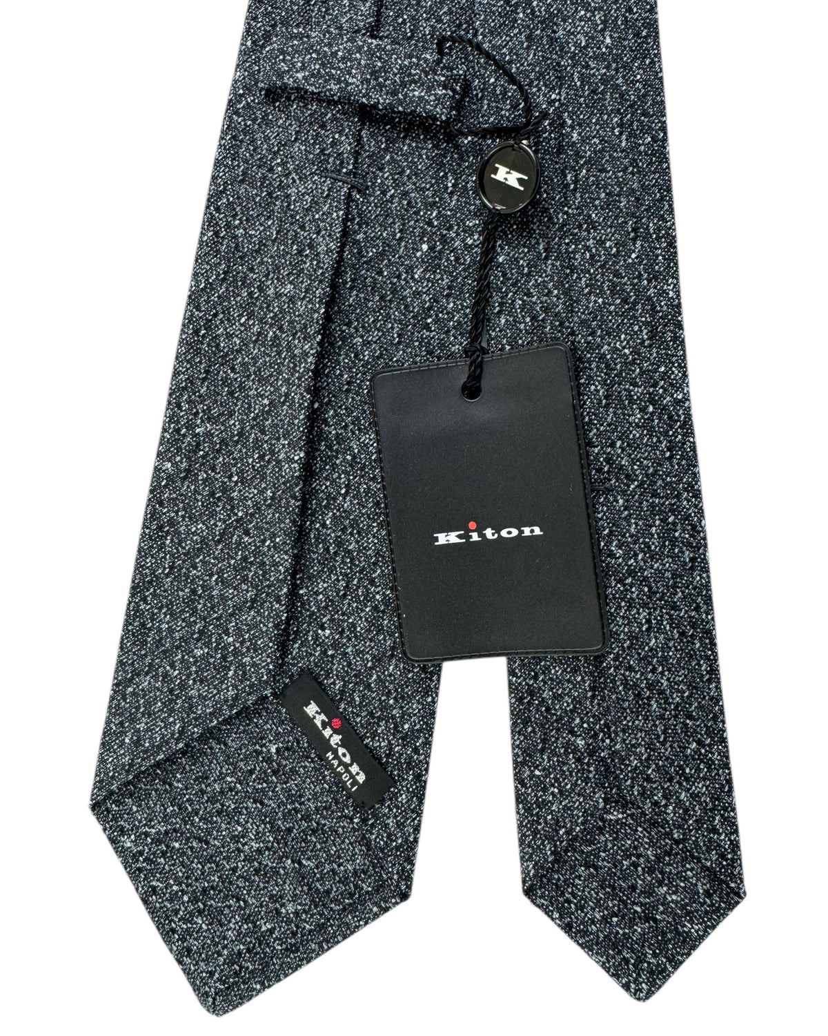Kiton Sevenfold Tie Black Gray-Silver - Wool Silk